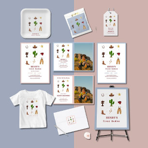 Sticker Carré Premier Rodéo rose Cowboy Anniversaire de enfant P