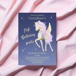Invitation En Aluminium Foil Invitationт 1er anniversaire avec une licorne