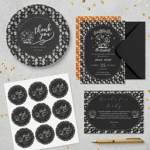 Carte D'accompagnement Baby shower Halloween Little Boo noir