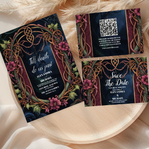 Cartons Réponse Art Nouveau Floral gothique Halloween Mariage