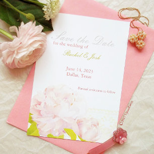 Invitation Bouquet de pivoine vierge long Mariage vertical