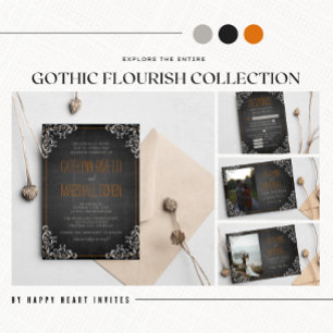 Invitation Gothique Flourish Halloween Mariage photo de vacan