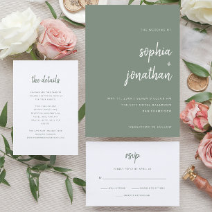 Invitation Moderne minimaliste Sage Vert   MARIAGE