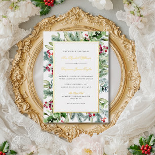 Invitation de mariage d'hiver Ava Gold Foil avec R