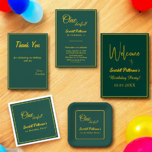 Carte De Remerciements Minimal Chic Vert Et Or Delice 1er anniversaire