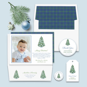 Cartes Pour Fêtes Annuelles Préppy Ginger Jar Ornements Joyeux Noël Photo