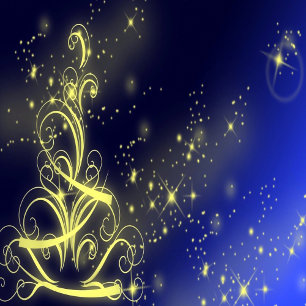 Cartes Pour Fêtes Annuelles Salutation Arbre de Noël Or étoiles Marine Bleu