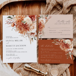 Save The Date Boho Terracotta Dahlia Rose Floral Élégant Mariage