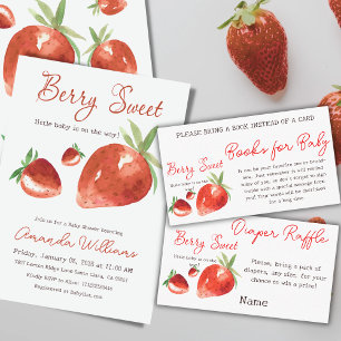 Sticker Rond Aquarelle Fraise Berry Baby shower sucré