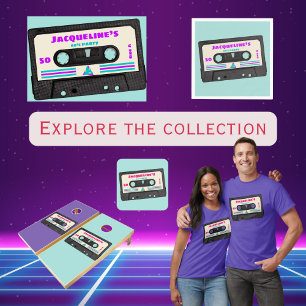 Invitation Retro 80 Musique Mix Bande douce 16 Anniversaire