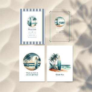 Invitation Retro Coastal Beach Club Fête d'anniversaire