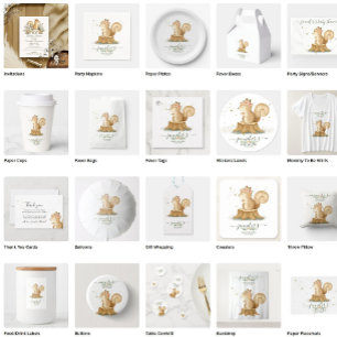 Invitation Baby shower de ruban botanique de l'écureuil mou