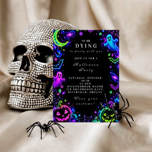 Sticker Rond Célébration luxueuse d'Halloween néon