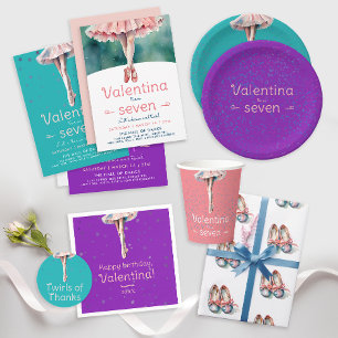 Papier Cadeau Cute Pastel Rose Bleu Ballerina Chaussures Aquarel