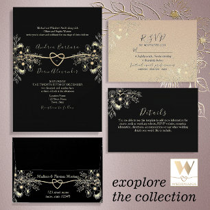 Menu vintage Black and Gold Mariage