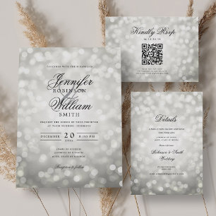 Mariage élégant RSVP Bokeh éclaire Vintage Argent