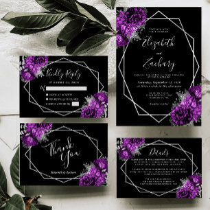 Cartons Réponse Plum Argent Floral Géométrique Noir