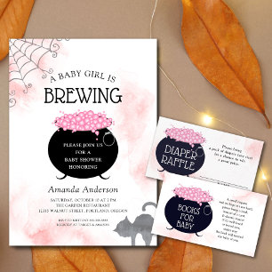 Invitation Une petite fille brasse le Baby shower d'Halloween