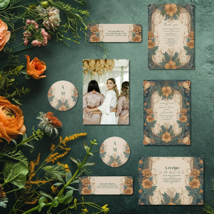 Serviette En Papier Elégante Fête des mariées florale Art Nouveau