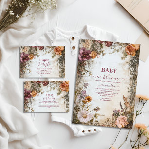 Invitation Whimsical Baby in Bloom Fleur sauvage