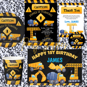 Invitation Chariots de construction fête d'anniversaire