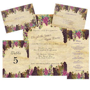 Invitation Belle vigne de raisin Vintage Mariage rustique