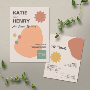 Invitation Design graphique amusant Mariage orange jaune rose