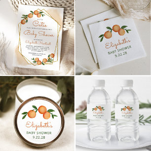 Sticker Rond Orange Little Cutie Citrus Baby shower Carré Stic