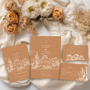 Carte De Remerciements Rustic Cactus Mariage paysage du désert