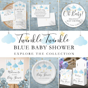 Invitation Oh garçon Baby shower bleu Twinkle Twinkle   Saupo