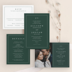 Carte D'accompagnement Détails de mariage vert élégant classique