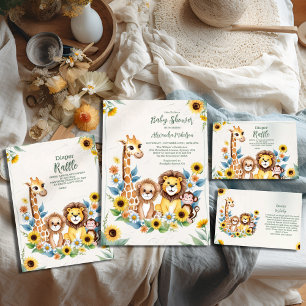 Invitation Baby shower Rustic Jungle Safari Animaux