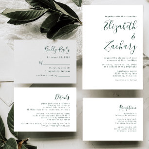 Invitation Mariage moderne Emerald Green Script