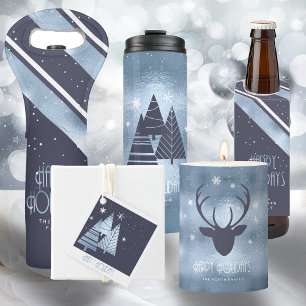 Cartes Pour Fêtes Annuelles Arbres de Noël Joyeuses Fêtes Bleues ID863