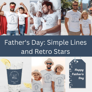 Papier Cadeau Retro Stars "Happy Fête des pères" Papier envelopp