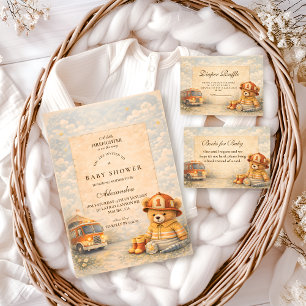Carte D'accompagnement Tirage au sort de couche pour pompier ourson