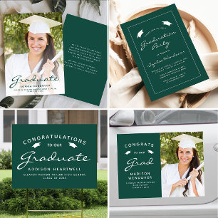 Invitation Classic Green Border Graduation Party 2025