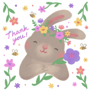 Carte De Remerciements Illustration du lapin de Pâques mignon