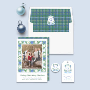 Cartes Pour Fêtes Annuelles Élégant Monogramme De Noël Bleu Et Blanc