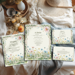 Invitation Un petit Baby shower de fille Fleur sauvage
