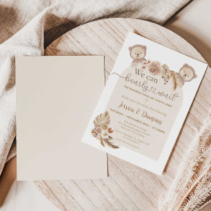 Invitation Panneau de Baby shower Twin Bears