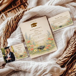 Carte De Remerciements Célébration élégante de remise de diplôme sur le t