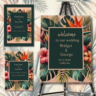 Invitation mariage floral exotique tropical hawaïen coloré
