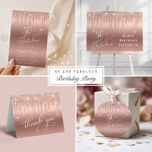 Prospectus 11,4 Cm X 14,2 Cm Rose Parties scintillant d'or Budget 50e anniversa