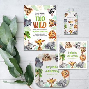 Sticker Carré Safari Jungle Animal La fête d'anniversaire sauvag