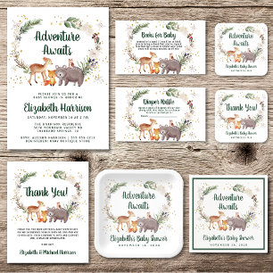 Budget Winter Woodland Couple Baby shower Invitati