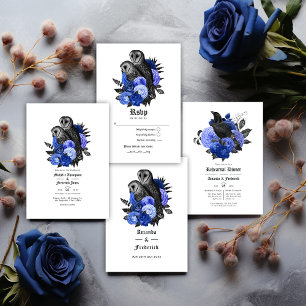 Invitation Glam Royal Blue Raven Dîner de répétition gothique
