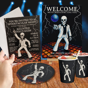 Invitation Skeleton Haunted Disco Bash Halloween Party