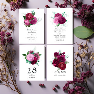 Invitation Viva Magenta Floral Mariage QR Code Rsvp
