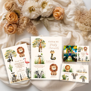 Invitation Appeler tous les animaux de fête Safari Zoo Annive